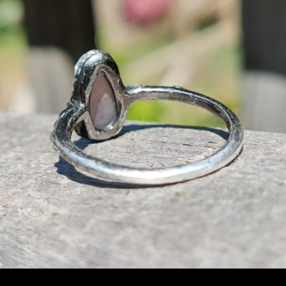 Sterling Black Fire Opal Ring - image 6